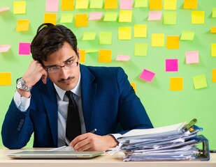 Businessman having trouble with his priorities