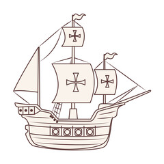 Columbus ship design of america and discovery theme Vector illustration