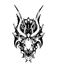 Chinese Dragon Head. Hand Drawn Vector Illustration