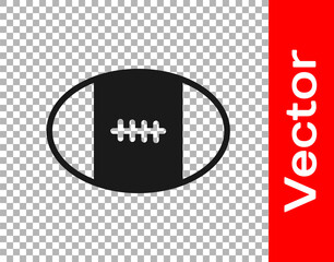 Black Rugby ball icon isolated on transparent background. Vector.