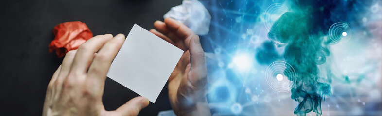 Colored pieces of paper. The concept of creativity and the formation of ideas. Creative thinking. Flying paper.