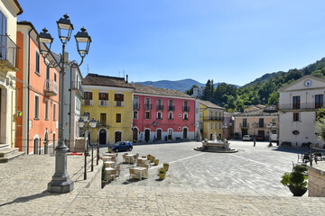 Fototapeta na wymiar The square of Sepino, a medieval town in the Molise region, Italy. 
