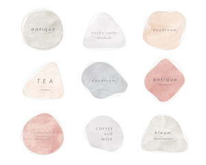 水彩風のフレームのセット／かわいい／おしゃれ／質感／枠／背景