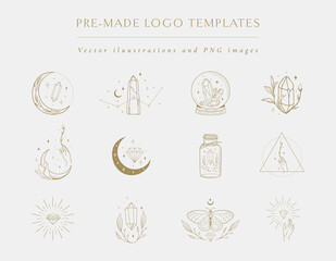 Gemstones collection of hand drawn logo designs