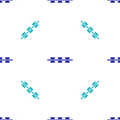 Blue Barbed wire icon isolated seamless pattern on white background. Vector.