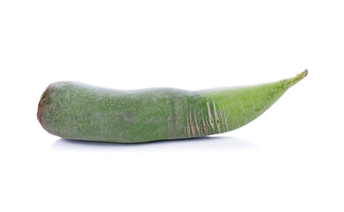 Green radish on white background