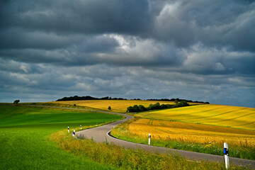 Obraz premium Landscape with a Road and Blue Cloudy Sky