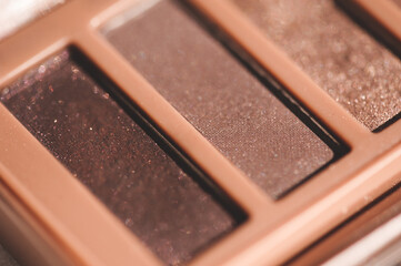 Makeup palette in gray shades closeup