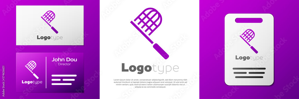 Aufkleber logotype butterfly net icon isolated on white background. logo design template element. vector.