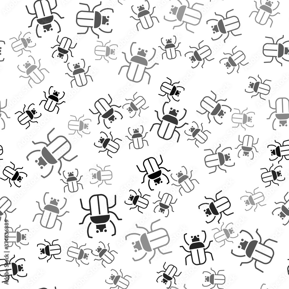 Poster black stink bug icon isolated seamless pattern on white background. vector.