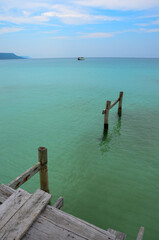 Fototapeta na wymiar The view of the Long beach and the sea on Koh Rong island in Cambodia