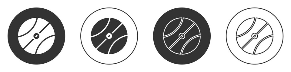 Black Basketball ball icon isolated on white background. Sport symbol. Circle button. Vector.