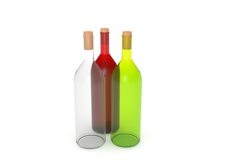 3d bottle on white background