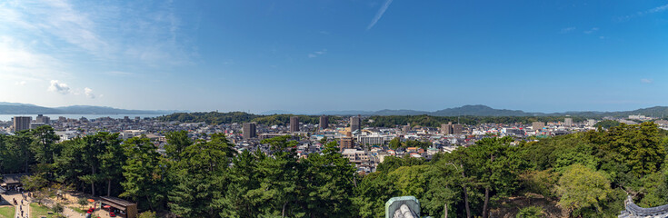 Fototapeta na wymiar 松江城天守からの松江市街地の眺望