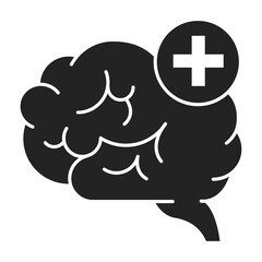 Improving brain activity black glyph icon. Exercising the brain to improve memory, focus, or daily functionality. Pictogram for web page, mobile app, promo. UI UX GUI design element