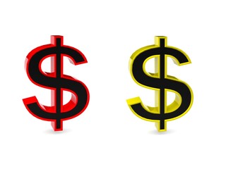 3d dollar symbol on white background