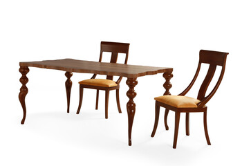 modern dining table on white background