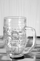 empty glass beer mug on the table