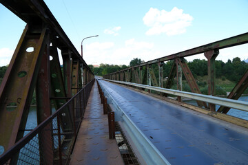 metal bridge across the river