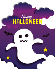 Halloween ghost cartoon design, Holiday and scary theme Vector illustration