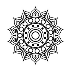 mandala in flower shaped line style icon design of Bohemic ornament indian decoration retro vintage meditation henna ethnic arabic texture and tribal theme Vector illustration