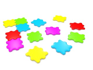 3d puzzle on white background