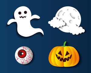 Halloween cartoons icon set design, Holiday and scary theme Vector illustration