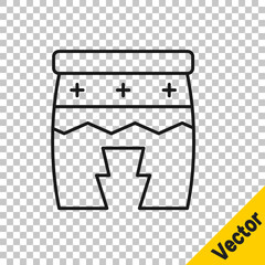 Black line Musical instrument huehuetl icon isolated on transparent background. Vector.