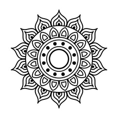 mandala in flower shaped line style icon design of Bohemic ornament indian decoration retro vintage meditation henna ethnic arabic texture and tribal theme Vector illustration