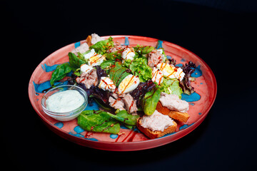 delicious food on black background