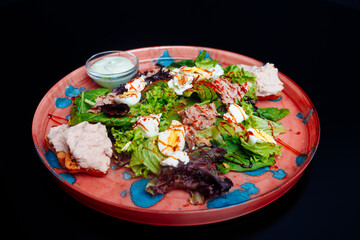 delicious food on black background