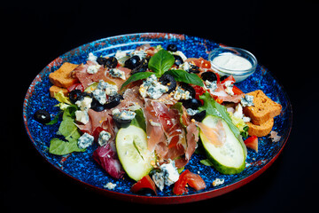 delicious food on black background