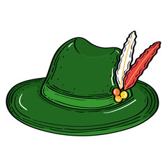 hat with feathers design, Oktoberfest germany festival and celebration theme Vector illustration