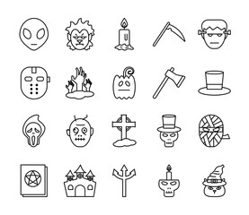 Halloween line style bundle of icons vector design