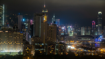 Obraz premium Hong Kong Skyline from Hotel Window