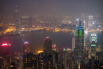 Fototapeta premium Victoria bay at night Hong Kong