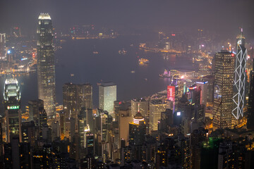 Naklejka premium hong kong city at night