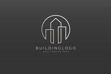 Building Logo, flat design logo template, vector illustration