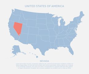 Obraz premium United states of America state Nevada USA map