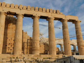 View of the Parthenon, the ancient temple of goddess Athena, in the morning light, in Athens, Greece