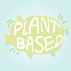 pig paper cut and word plant based for food content.
