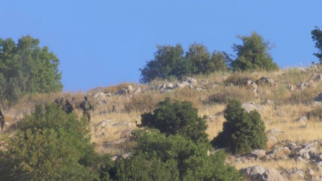 Infantry soldiers in drill on mountain
Mount Hermon Israel, Idf,Long shot
