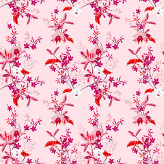 Sweet blooming gentle garden orchid flowers and many kind of floral seamless pattern vector,Design for fashion , fabric, textile, wallpaper, cover, web , wrapping and all prints