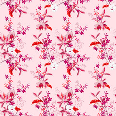 Sweet blooming gentle garden orchid flowers and many kind of floral seamless pattern vector,Design for fashion , fabric, textile, wallpaper, cover, web , wrapping and all prints
