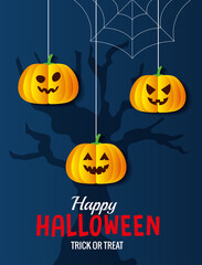 Halloween pumpkins cartoons hanging design, Holiday and scary theme Vector illustration