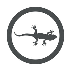 Fototapeta premium Silueta de lagarto en círculo de color gris