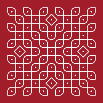 Rangoli or muggu or kolam is an art form originating in the Indian subcontinent. Patterns are created on the floor or the ground using materials such as limestone powder, rice powder or flower petals.