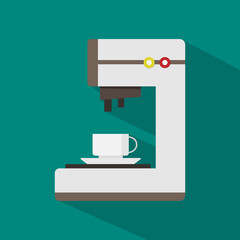 coffee machine flat icon with long shadow
