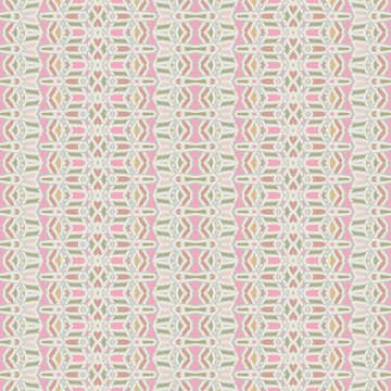 Creative color abstract geometric horizontal pattern in white pink, vector seamless, can be used for printing onto fabric, interior, design, textile,carpet,pillow.  Ribbons.