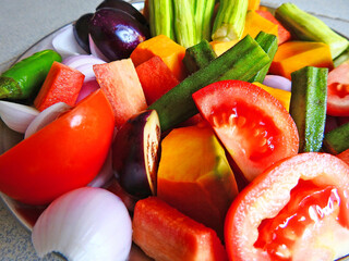 chopped vegetable closeup